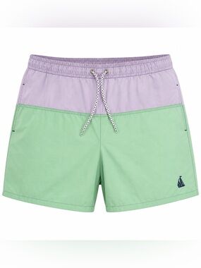 Vintage Morro Bay Colorblock Swim Trunks Purple Green Medium